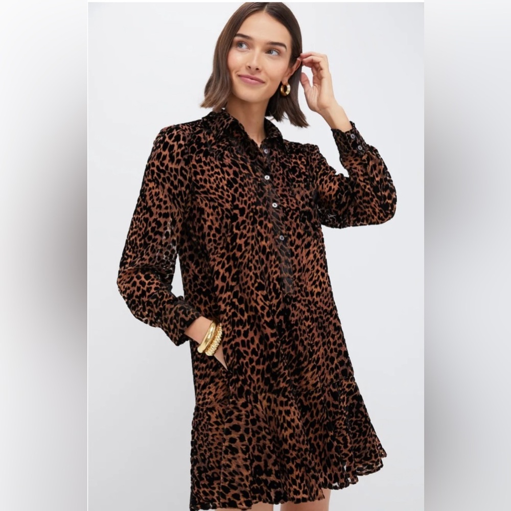 Tuckernuck Leopard Velvet Burnout Callahan Shirt Dress